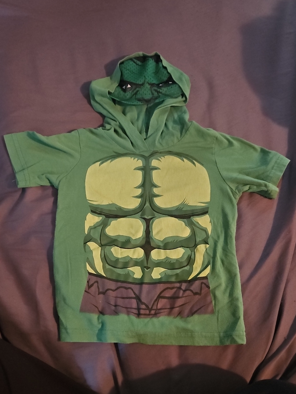 Green Kids Hulk Muscle Costume Hoodie Tee